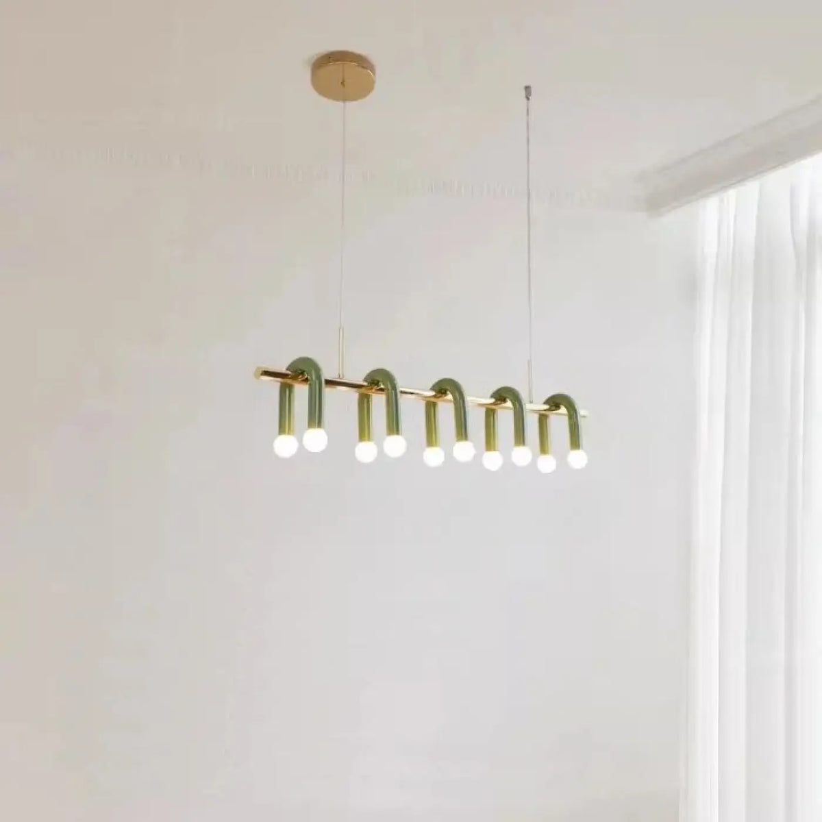 Suspension barre chromée à globes, vert ou blanc, taille S ou M, vert