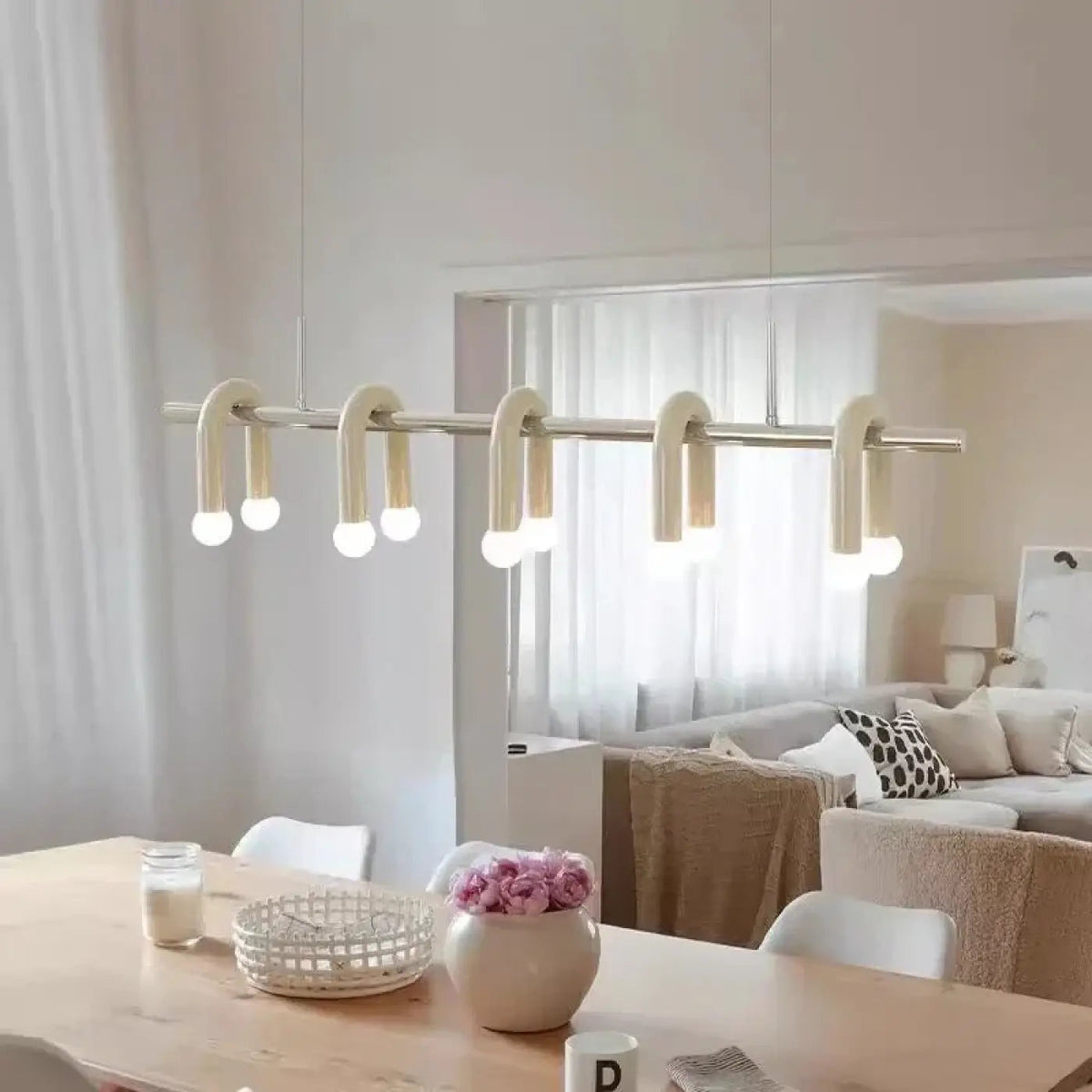 Suspension barre chromée à globes, vert ou blanc, taille S ou M