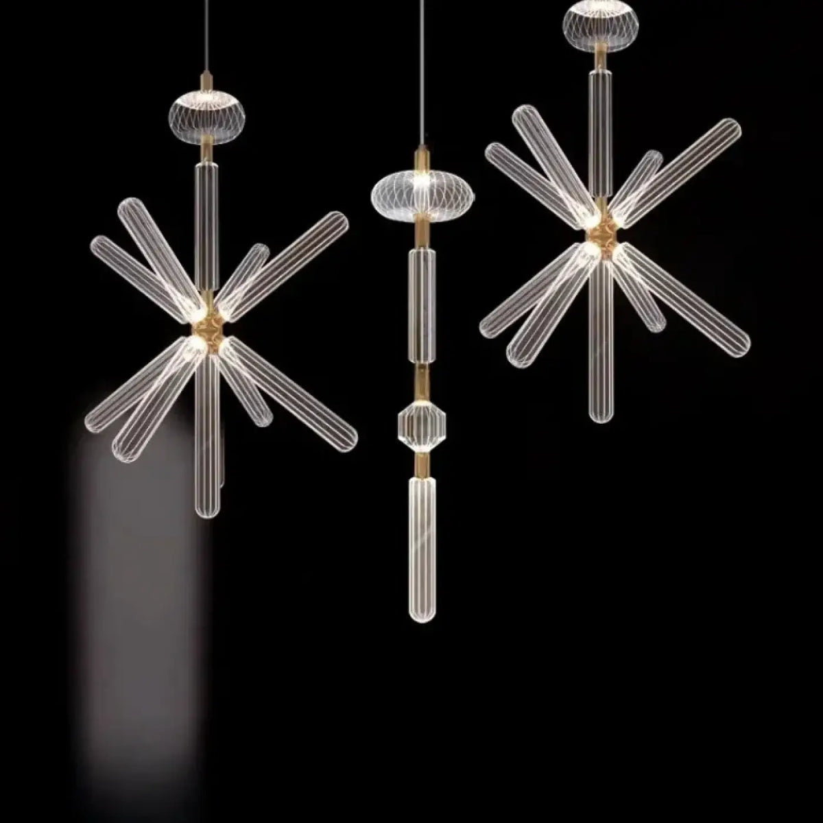 Suspension étoilée en verre cannelé, six modèles au choix