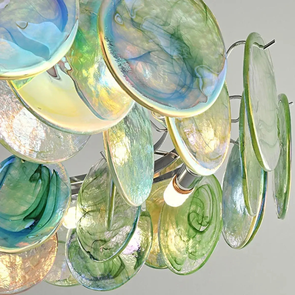 Suspension artistique en verre coloré, vert ou rose, S à L