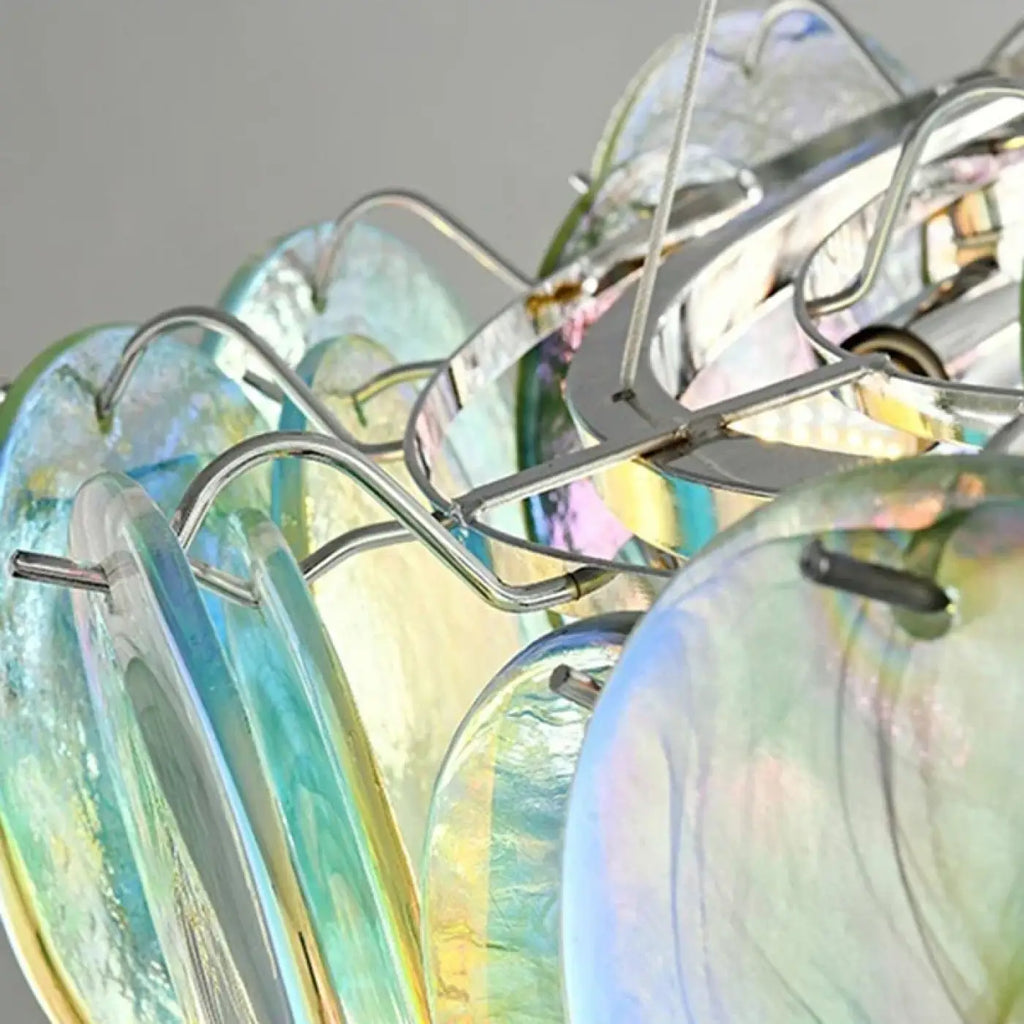 Suspension artistique en verre coloré, vert ou rose, S à L