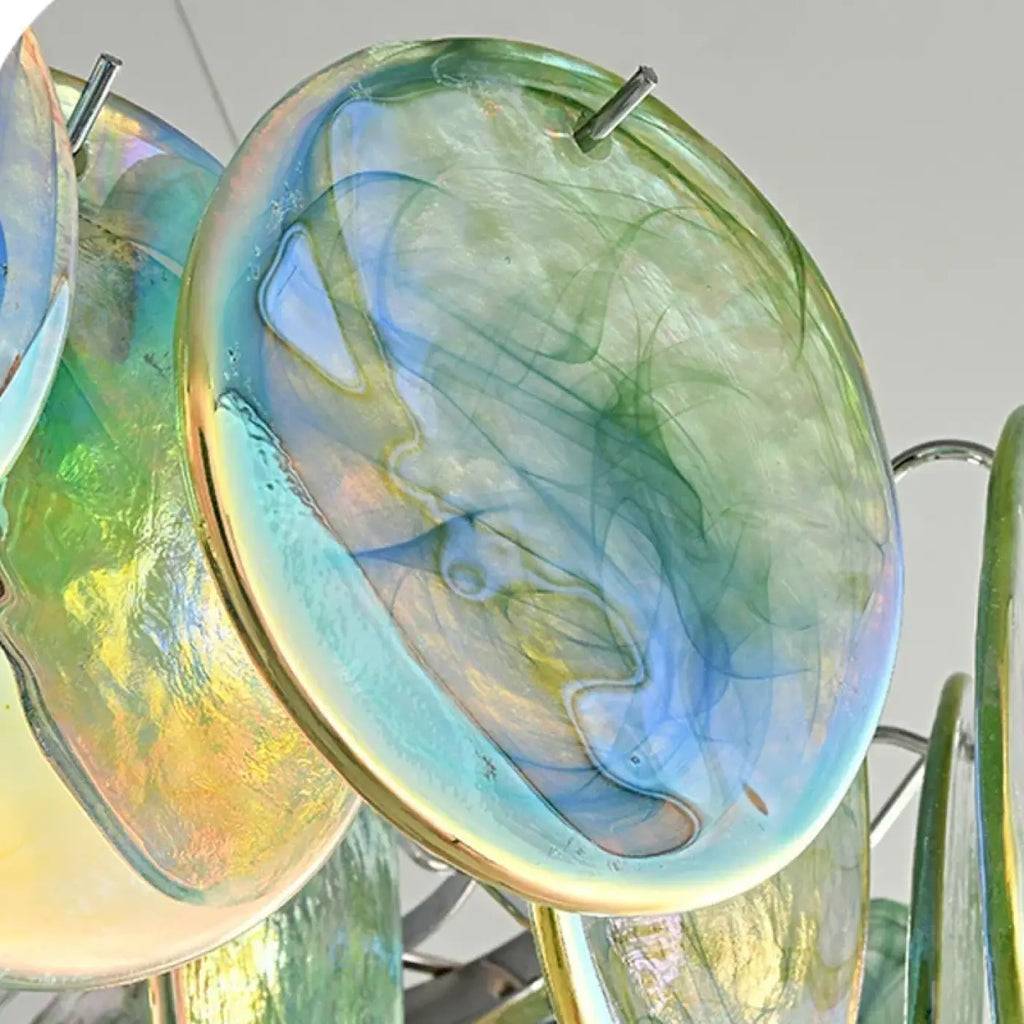 Suspension artistique en verre coloré, vert ou rose, S à L