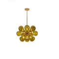 Suspension fleur en verre soufflé teinté, quatre coloris, jaune
