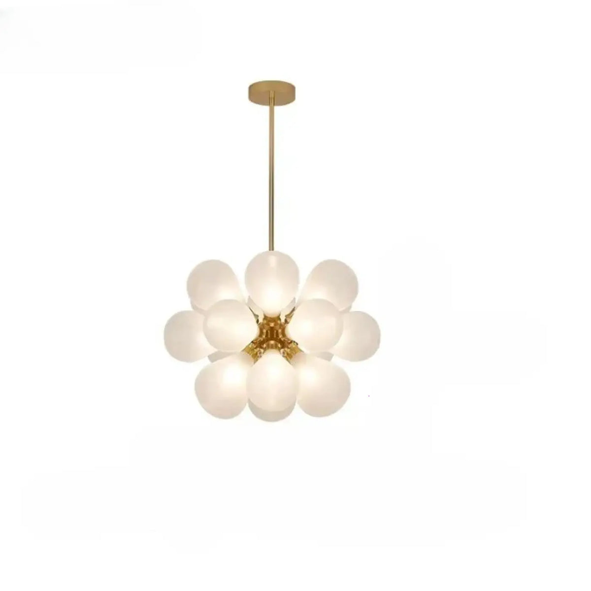 Suspension fleur en verre soufflé teinté, quatre coloris, blanc