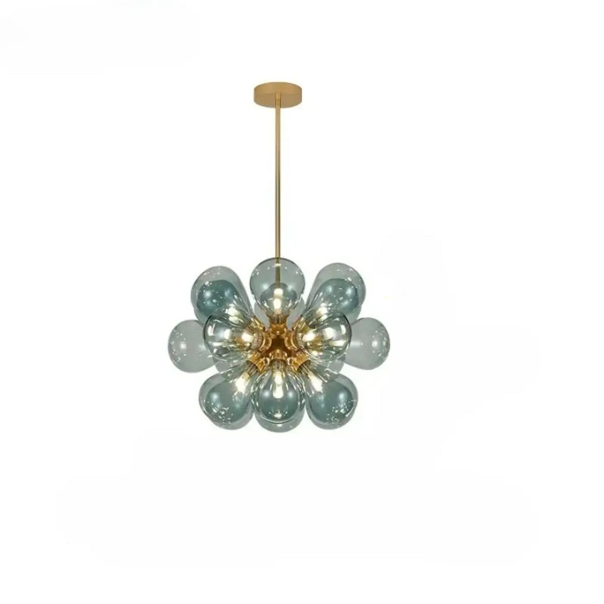 Suspension fleur en verre soufflé teinté, quatre coloris, bleu