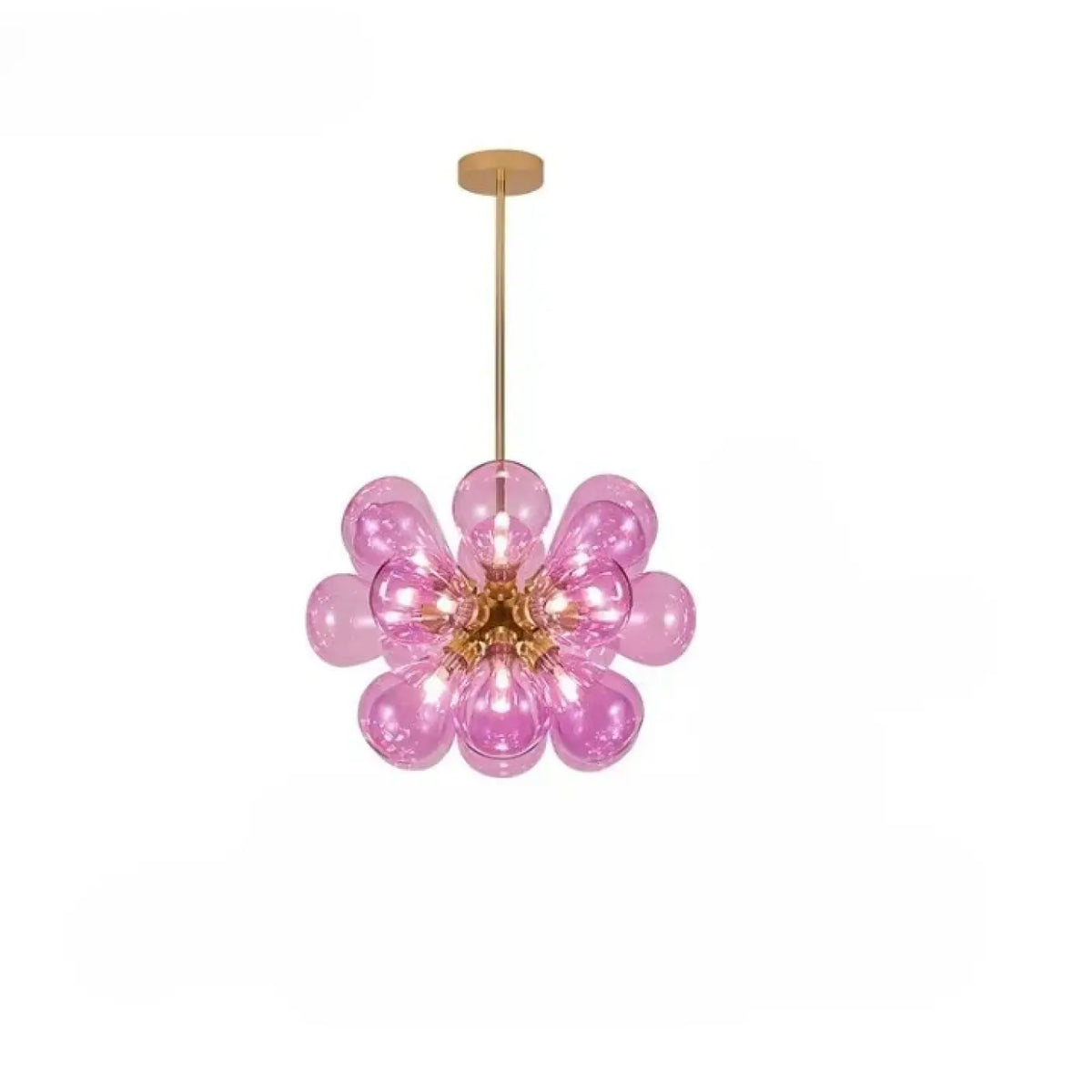 Suspension fleur en verre soufflé teinté, quatre coloris, violet