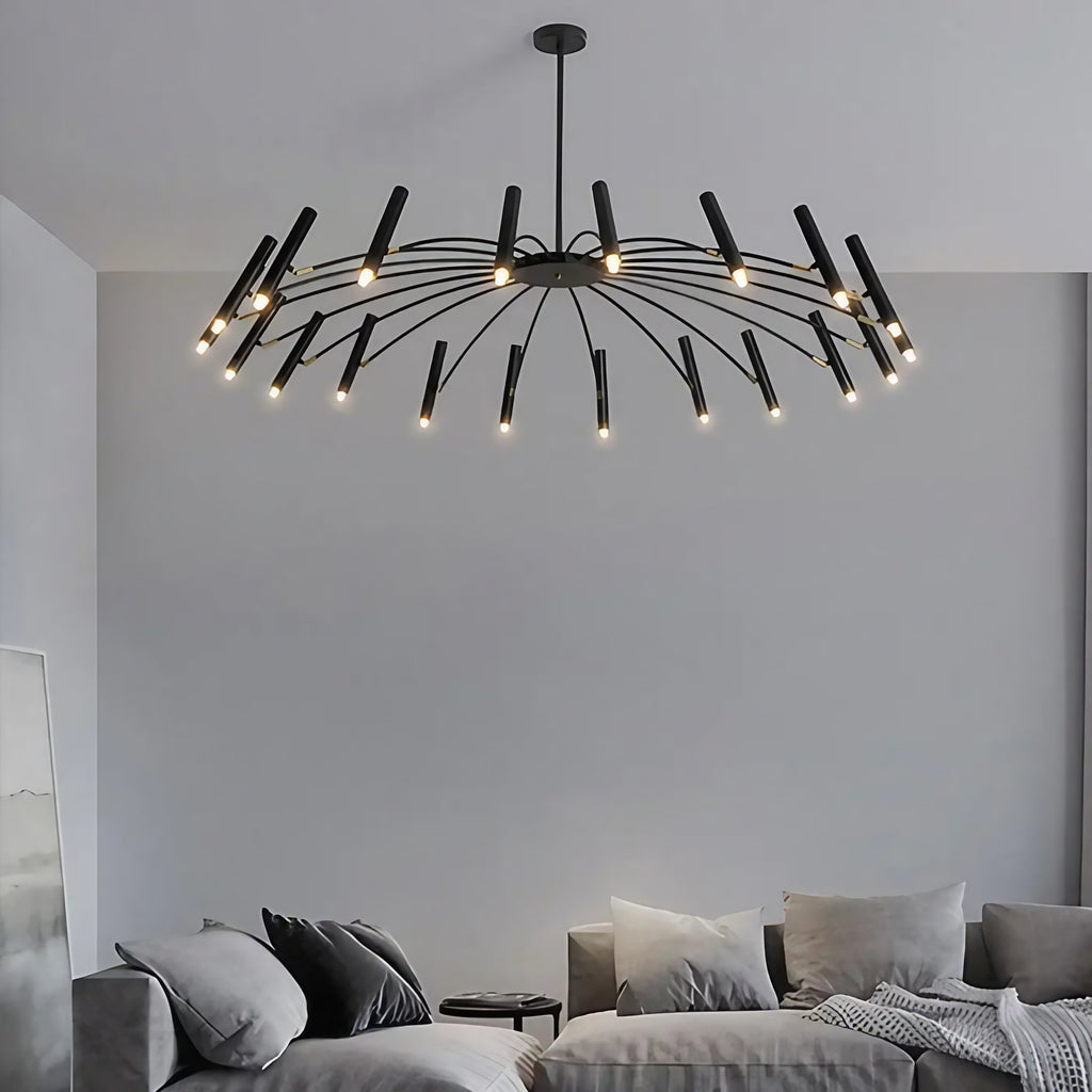 Lustre chandelier à 24 têtes LED amovibles, noir ou doré