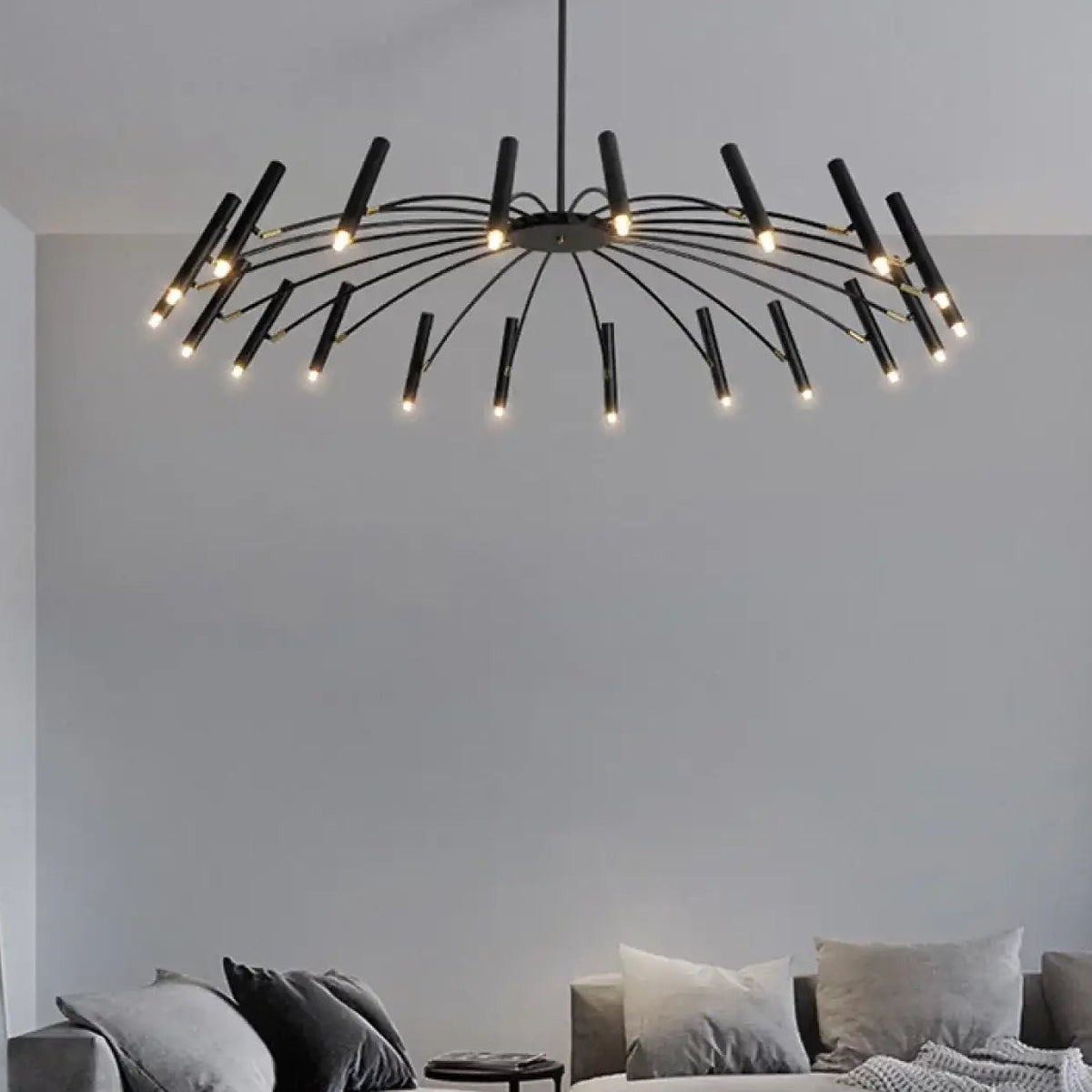 Lustre chandelier à 24 têtes LED amovibles, noir ou doré