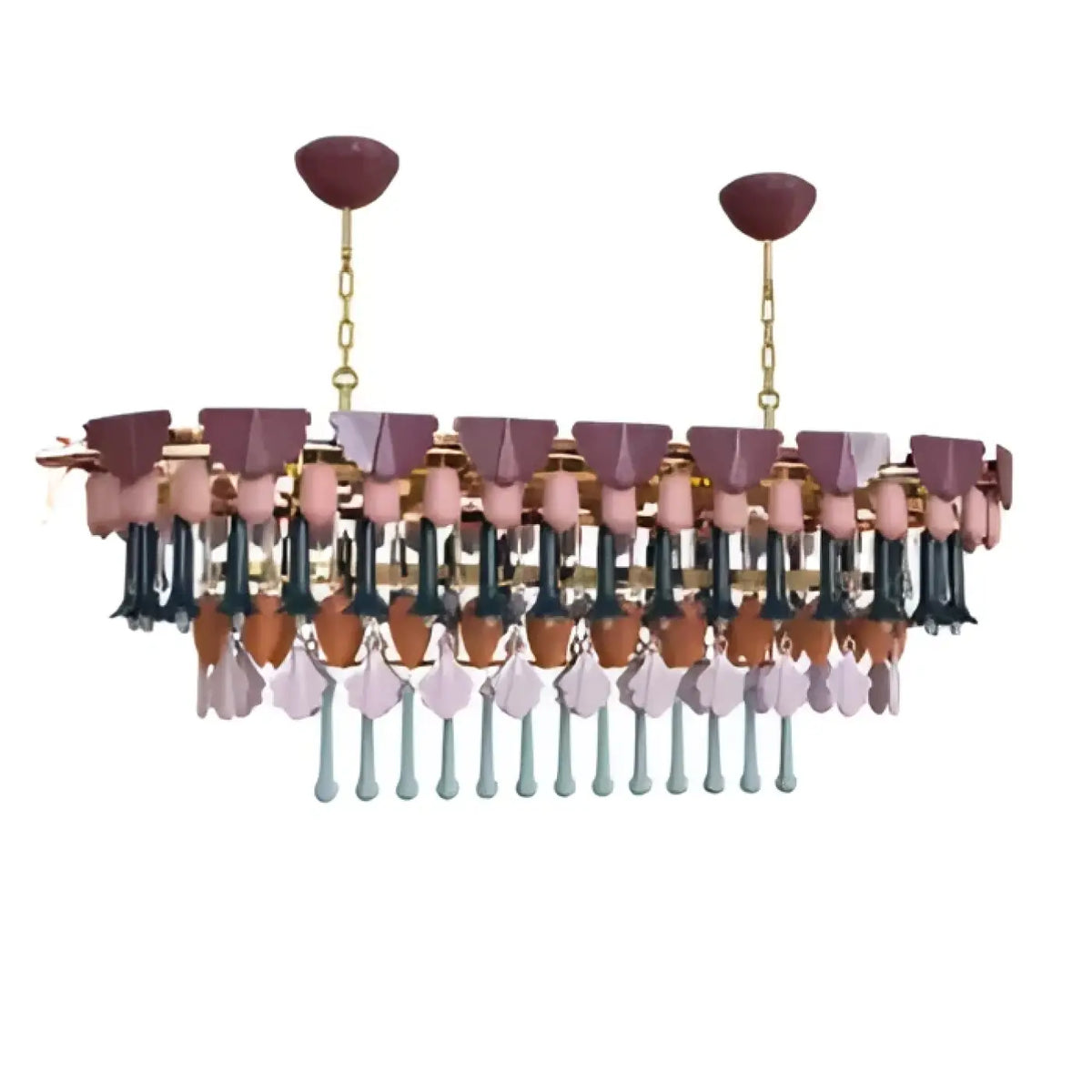 Lustre à pampilles colorées, modèle circulaire ou linéaire