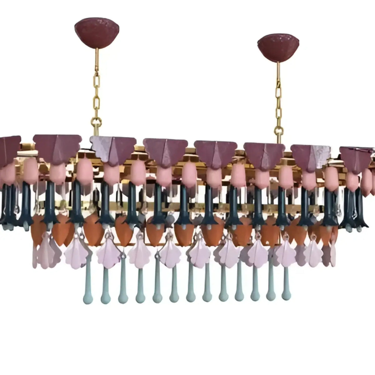 Lustre à pampilles colorées, modèle circulaire ou linéaire