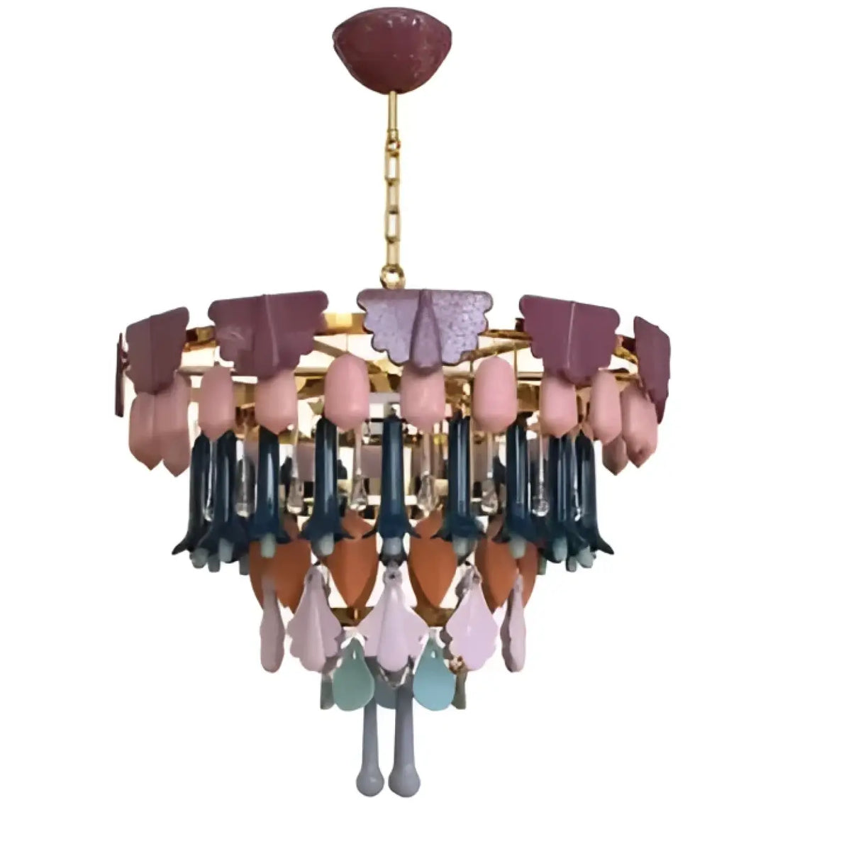 Lustre à pampilles colorées, modèle circulaire ou linéaire