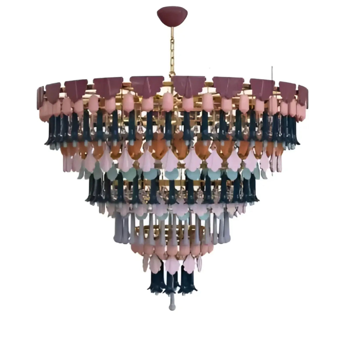 Lustre à pampilles colorées, modèle circulaire ou linéaire