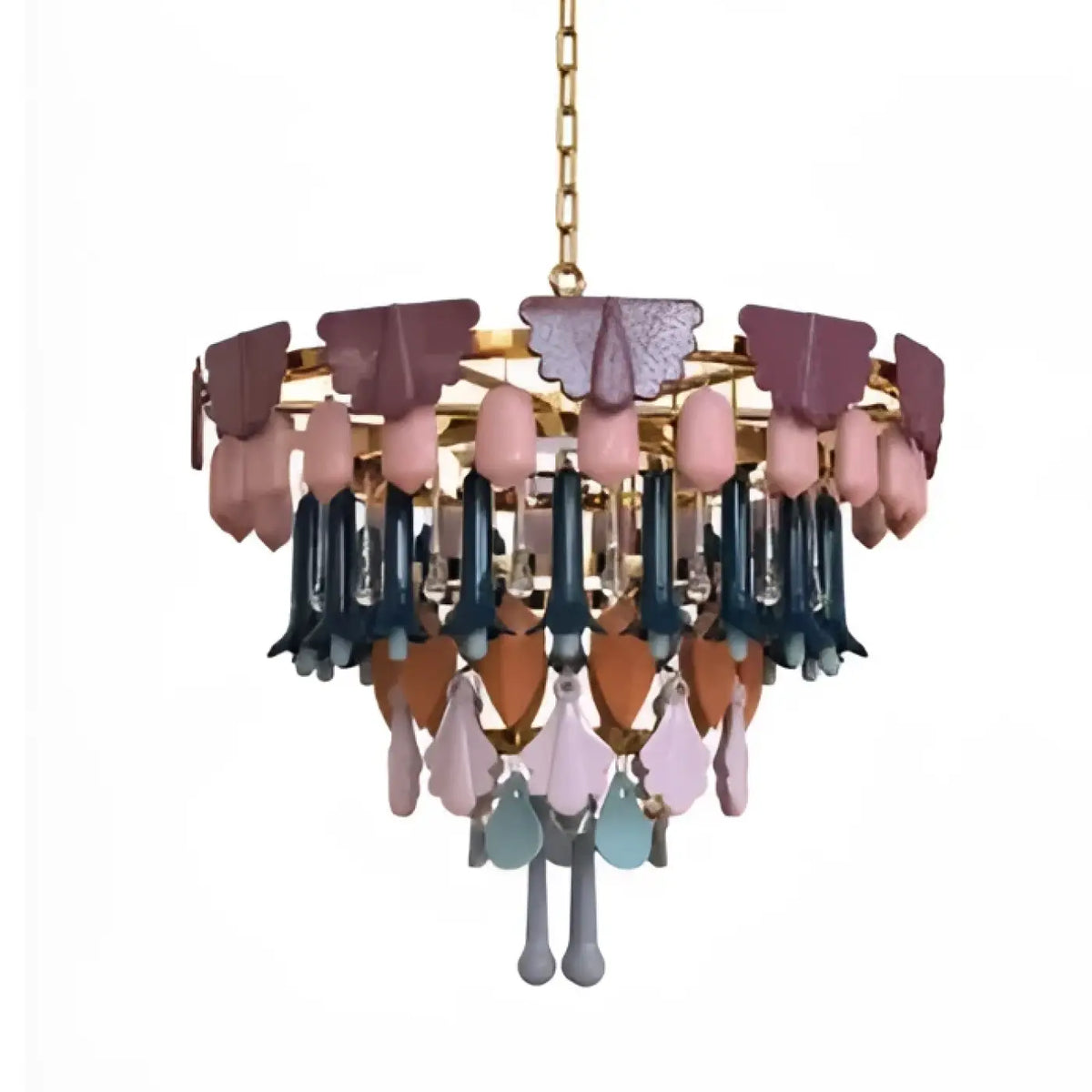 Lustre à pampilles colorées, modèle circulaire ou linéaire