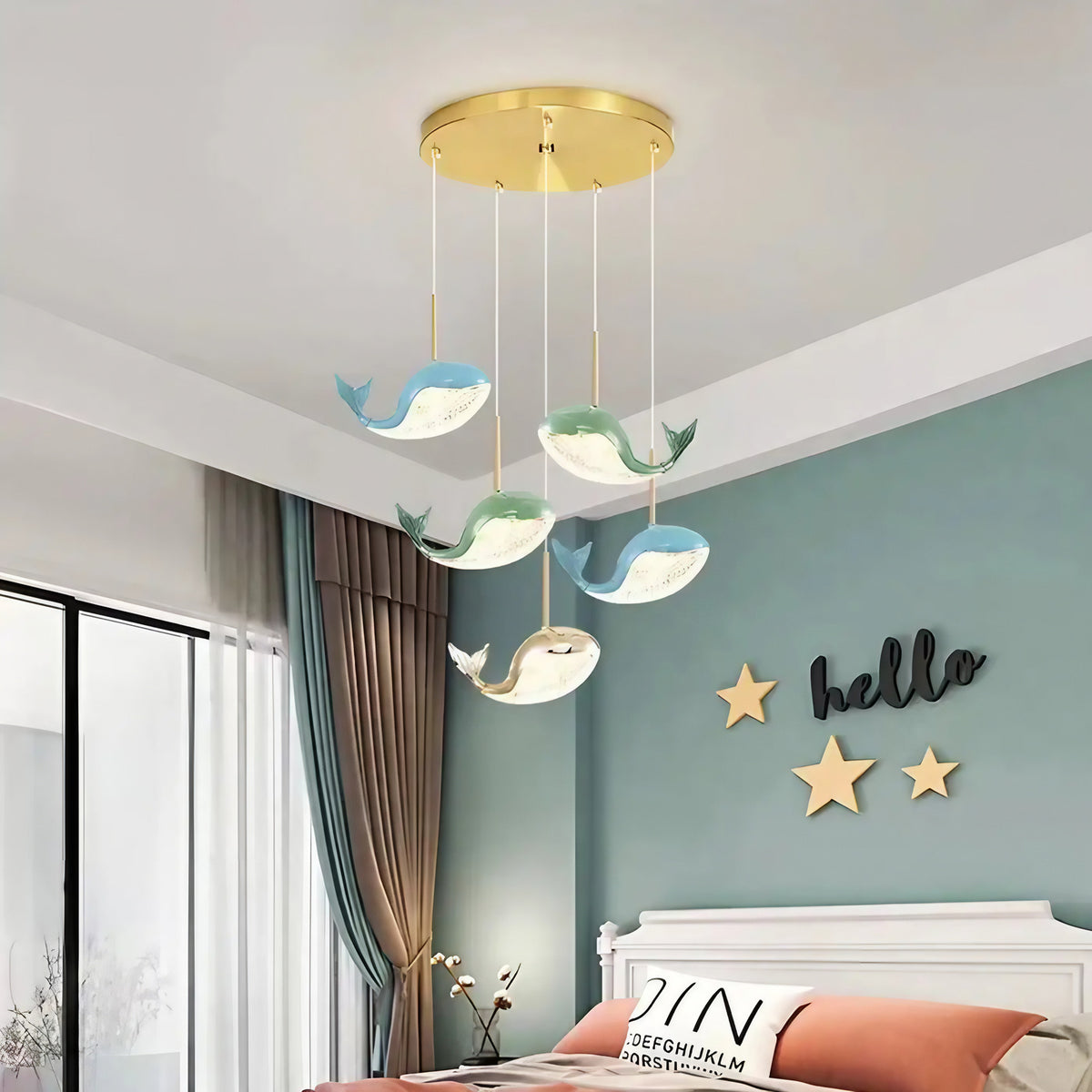Suspension baleine pour chambre d'enfant, quatre coloris