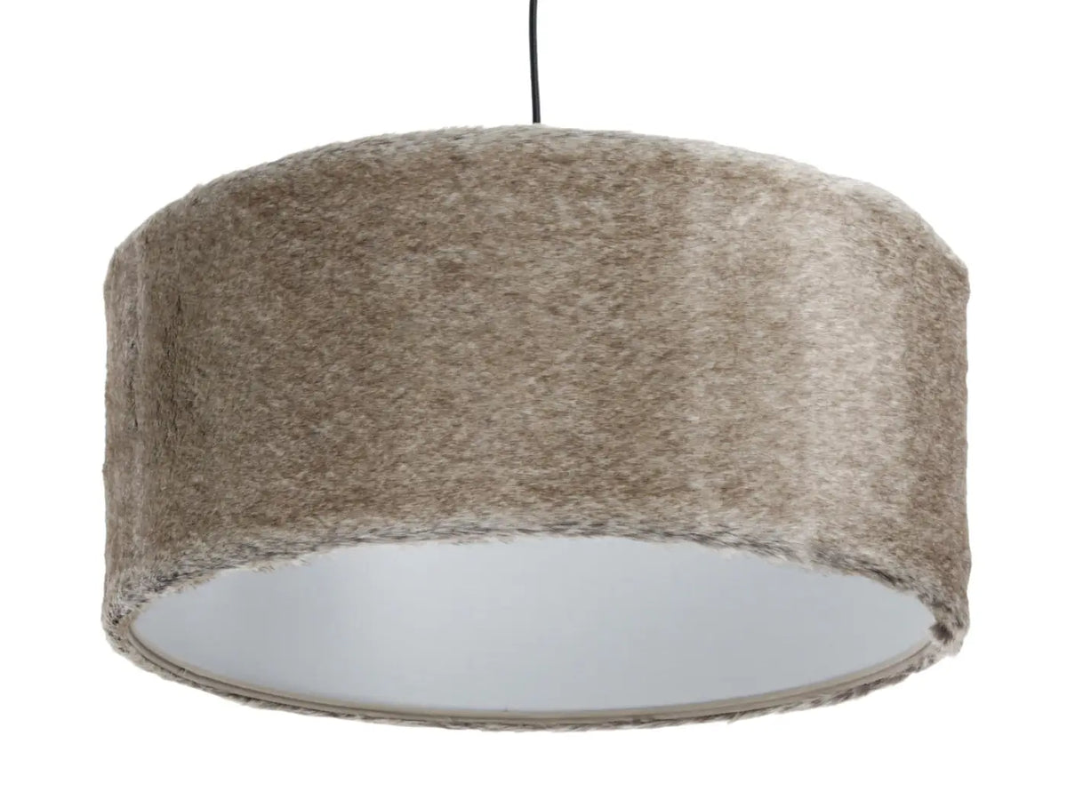 Suspension en fausse fourrure beige, intérieur gris clair, S, M, L