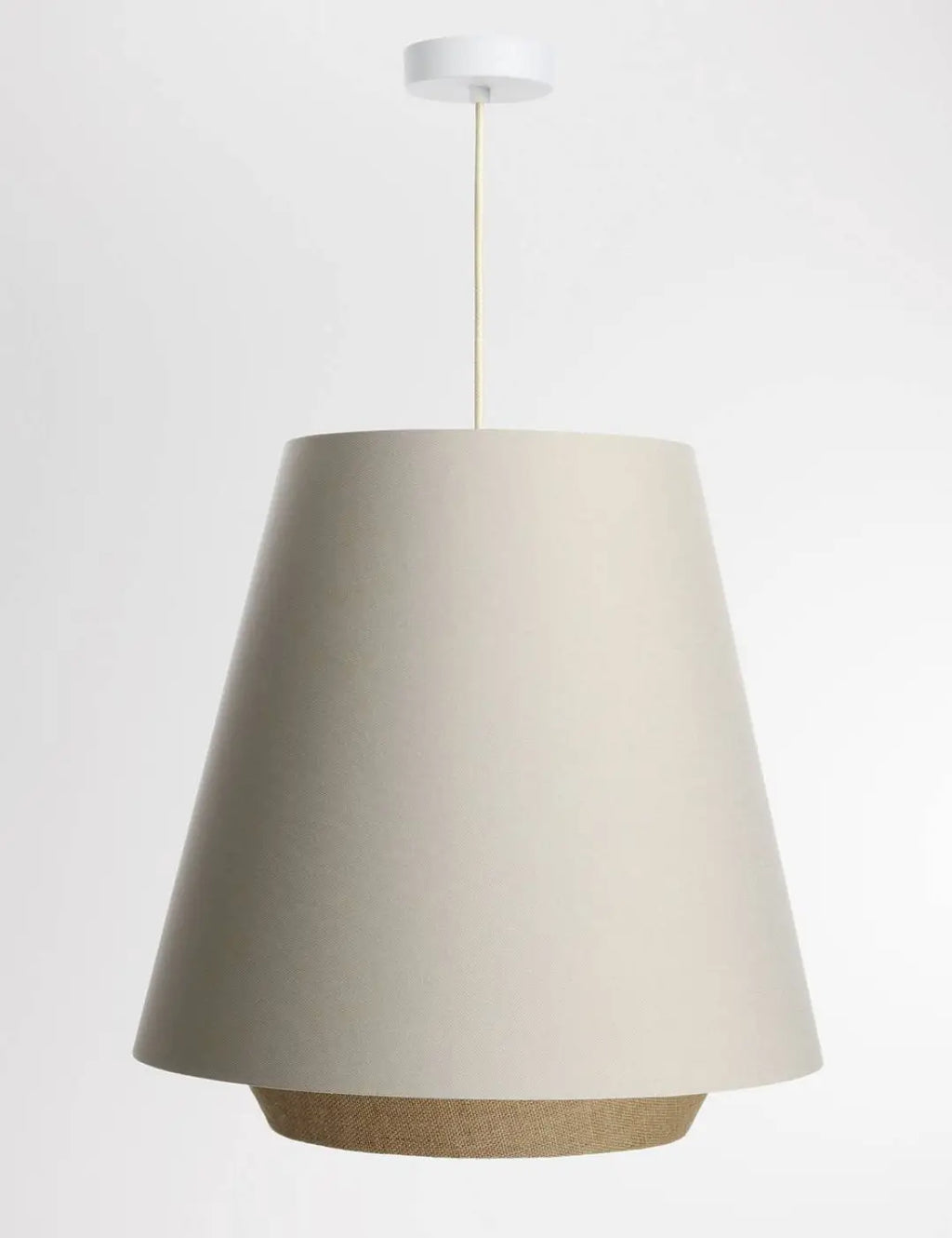 Suspension conique en textile beige et crème