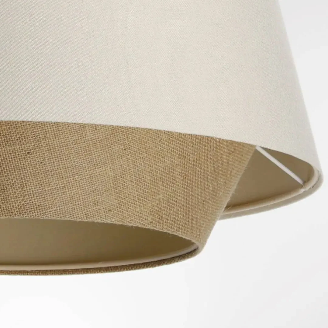 Suspension conique en textile beige et crème