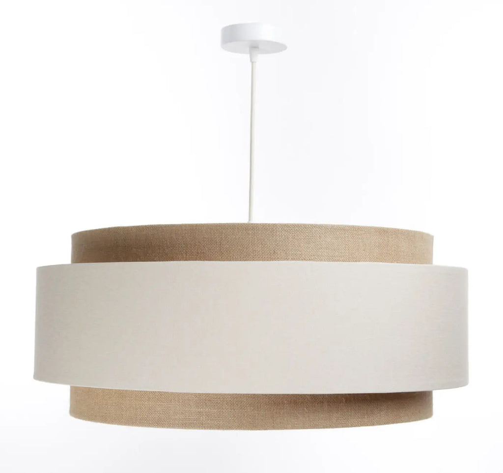 Suspension en tissu beige de 60 cm, abat-jour à plusieurs niveaux