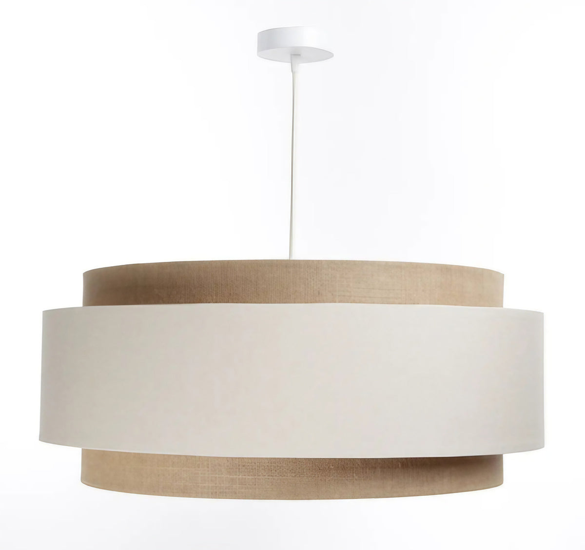 Suspension en tissu beige de 60 cm, abat-jour à plusieurs niveaux