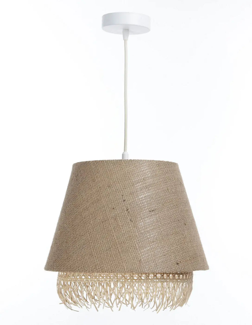 Suspension en rotin, teinte beige, ligne moderne