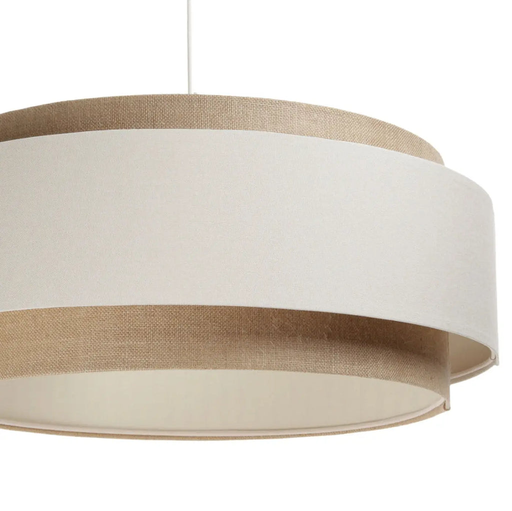 Suspension en tissu beige de 60 cm, abat-jour à plusieurs niveaux