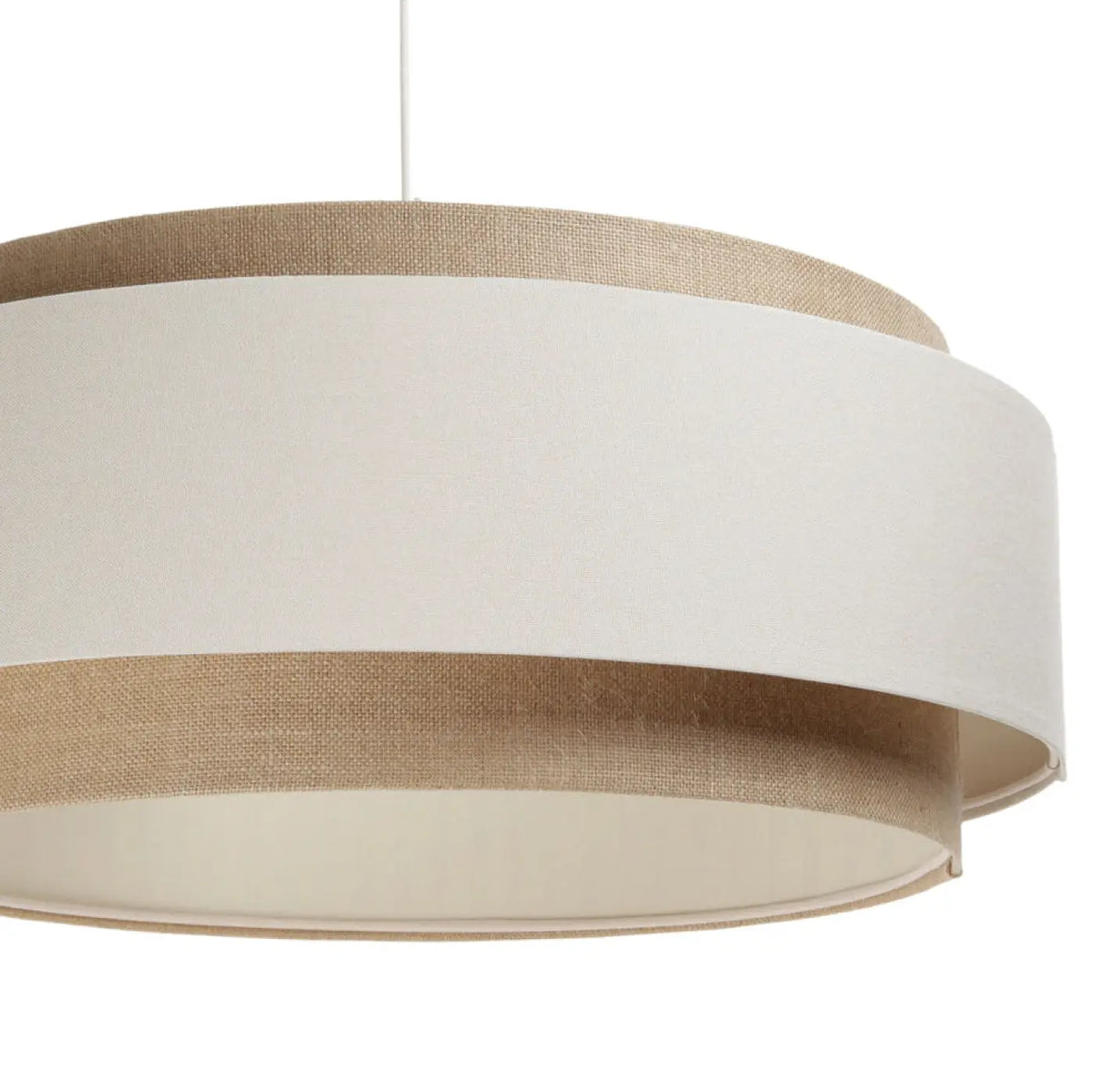Suspension en tissu beige de 60 cm, abat-jour à plusieurs niveaux