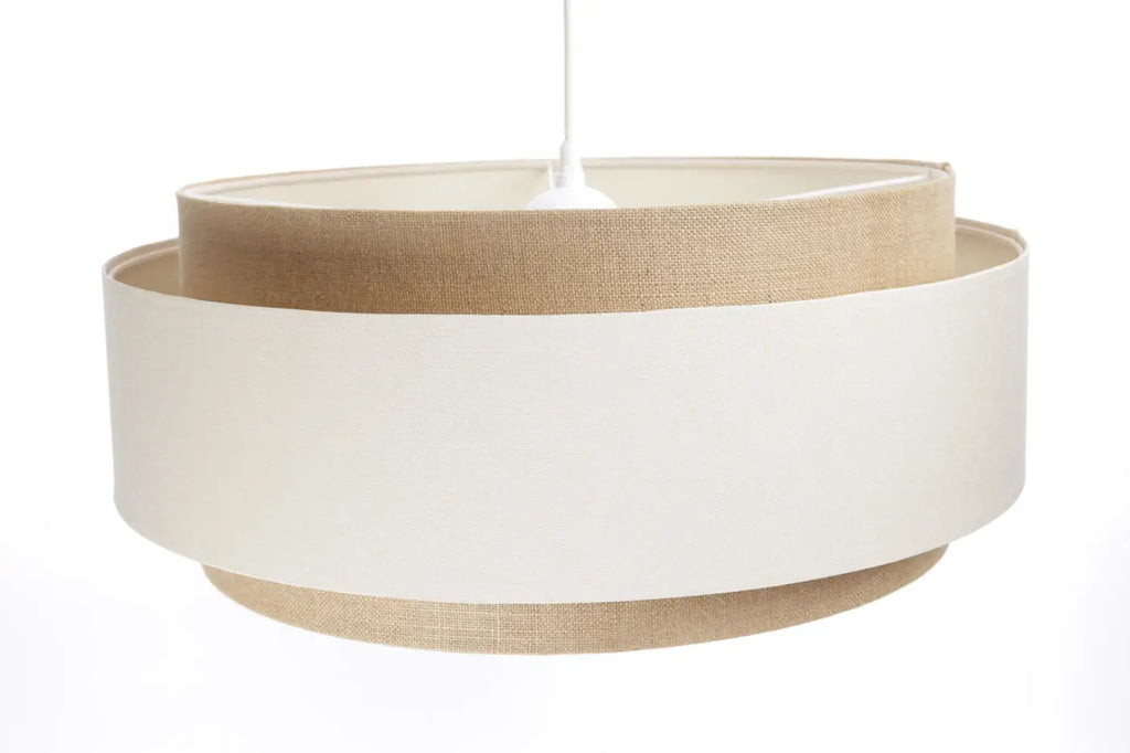 Suspension en tissu beige de 60 cm, abat-jour à plusieurs niveaux