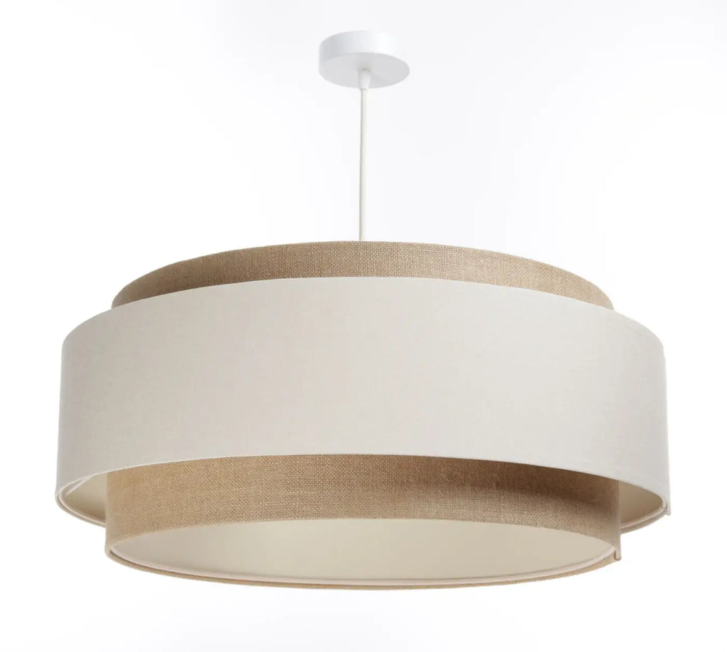 Suspension en tissu beige de 60 cm, abat-jour à plusieurs niveaux