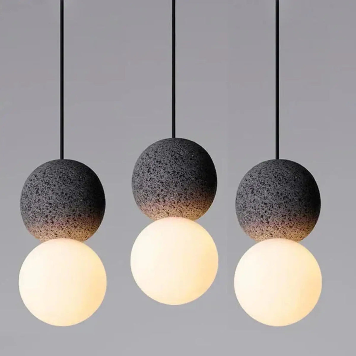 Suspension en béton ronde, quatre coloris, blanc chaud ou froid