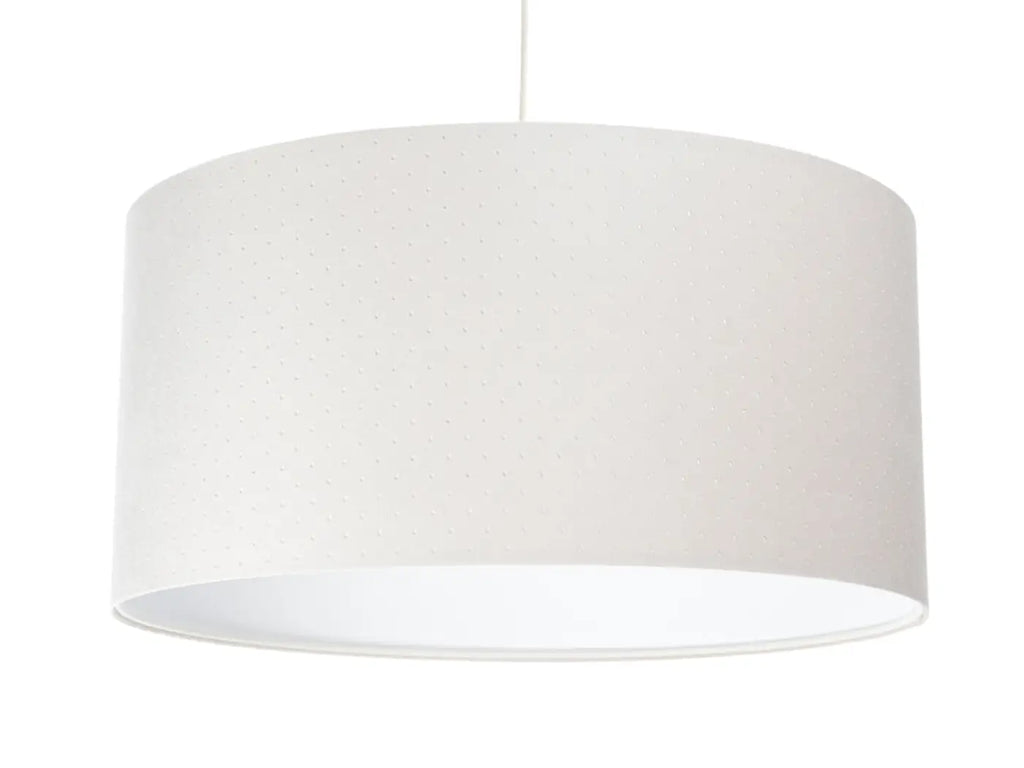 Suspension cylindrique en tissu blanc crème, intérieur blanc