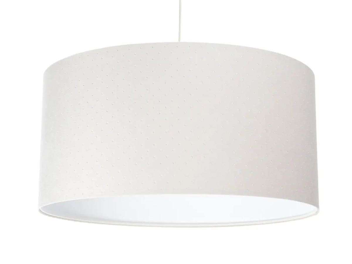 Suspension cylindrique en tissu blanc crème, intérieur blanc