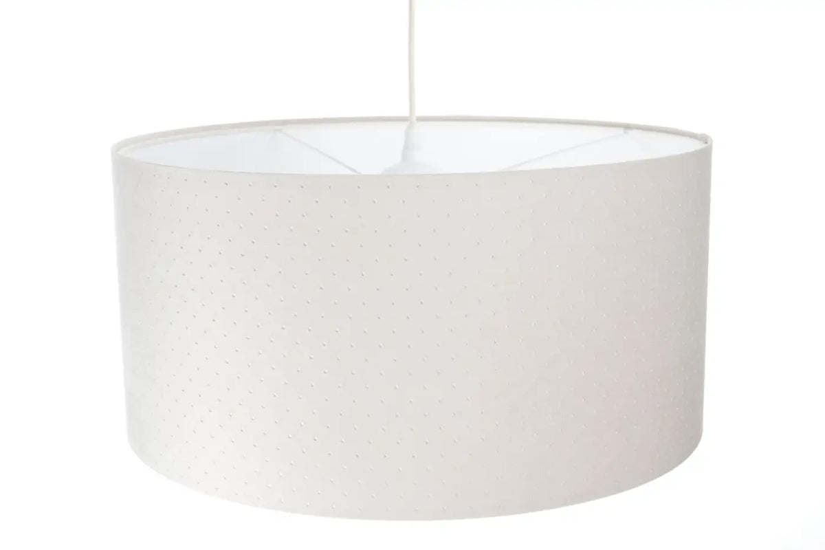 Suspension cylindrique en tissu blanc crème, intérieur blanc