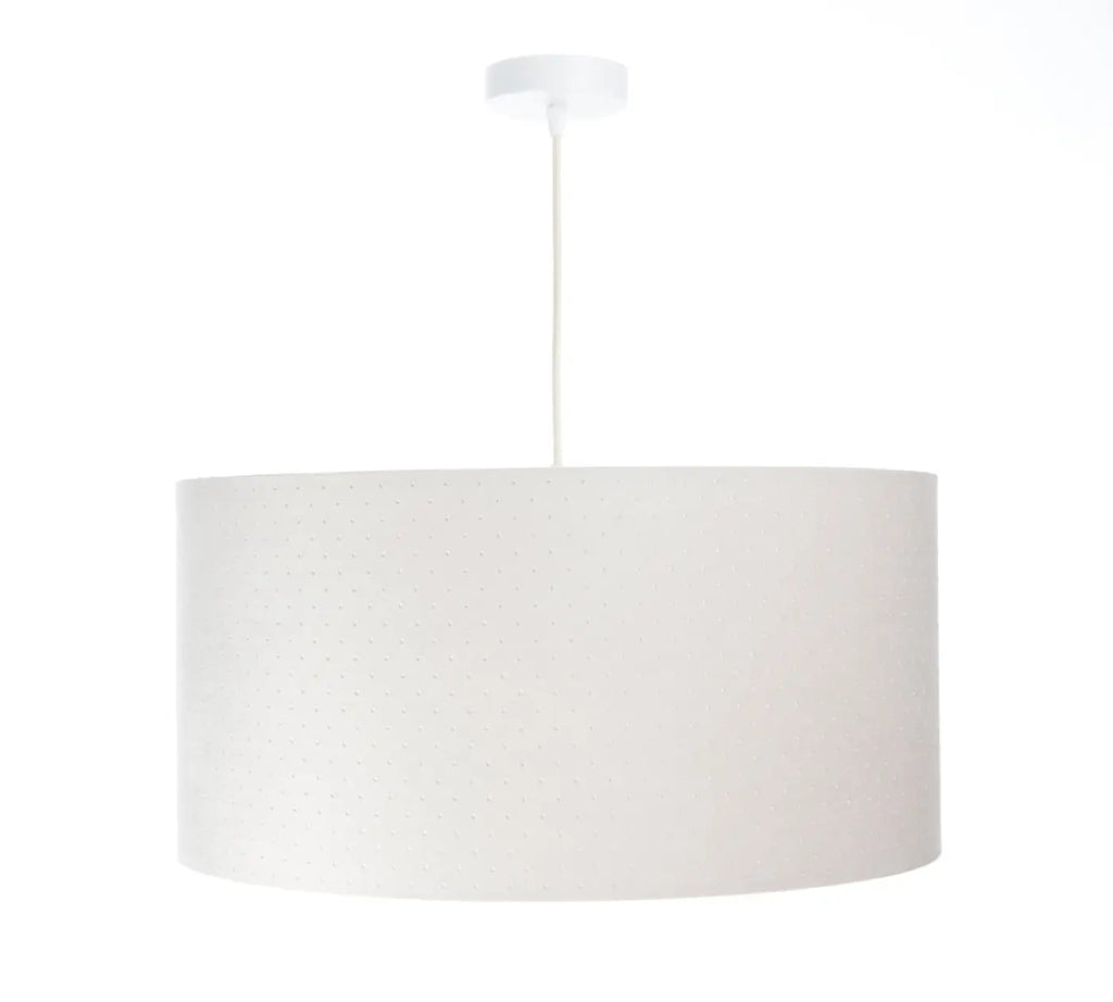 Suspension cylindrique en tissu blanc crème, intérieur blanc