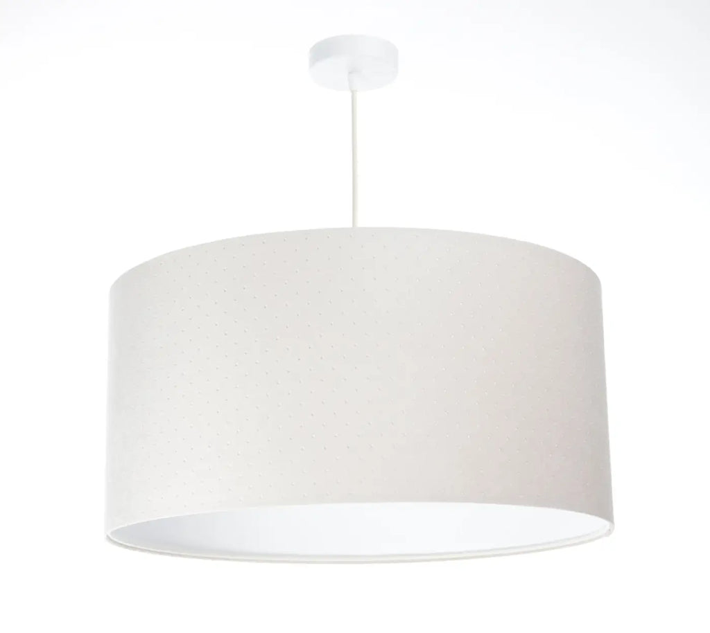 Suspension cylindrique en tissu blanc crème, intérieur blanc