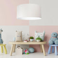 Suspension cylindrique en tissu blanc crème, intérieur blanc