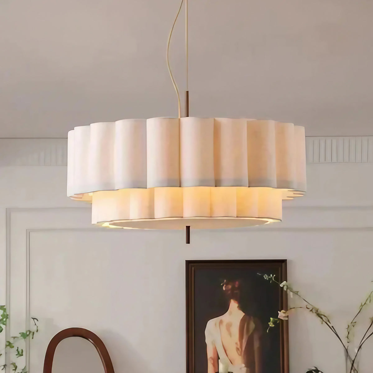 Suspension en forme de cannelé, blanc crème, tailles S et M