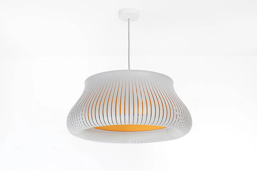 Suspension ajourée blanche et jaune, forme arrondie, tailles S ou M