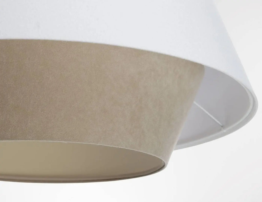 Suspension évasée en tissu blanc et crème, lignes coniques