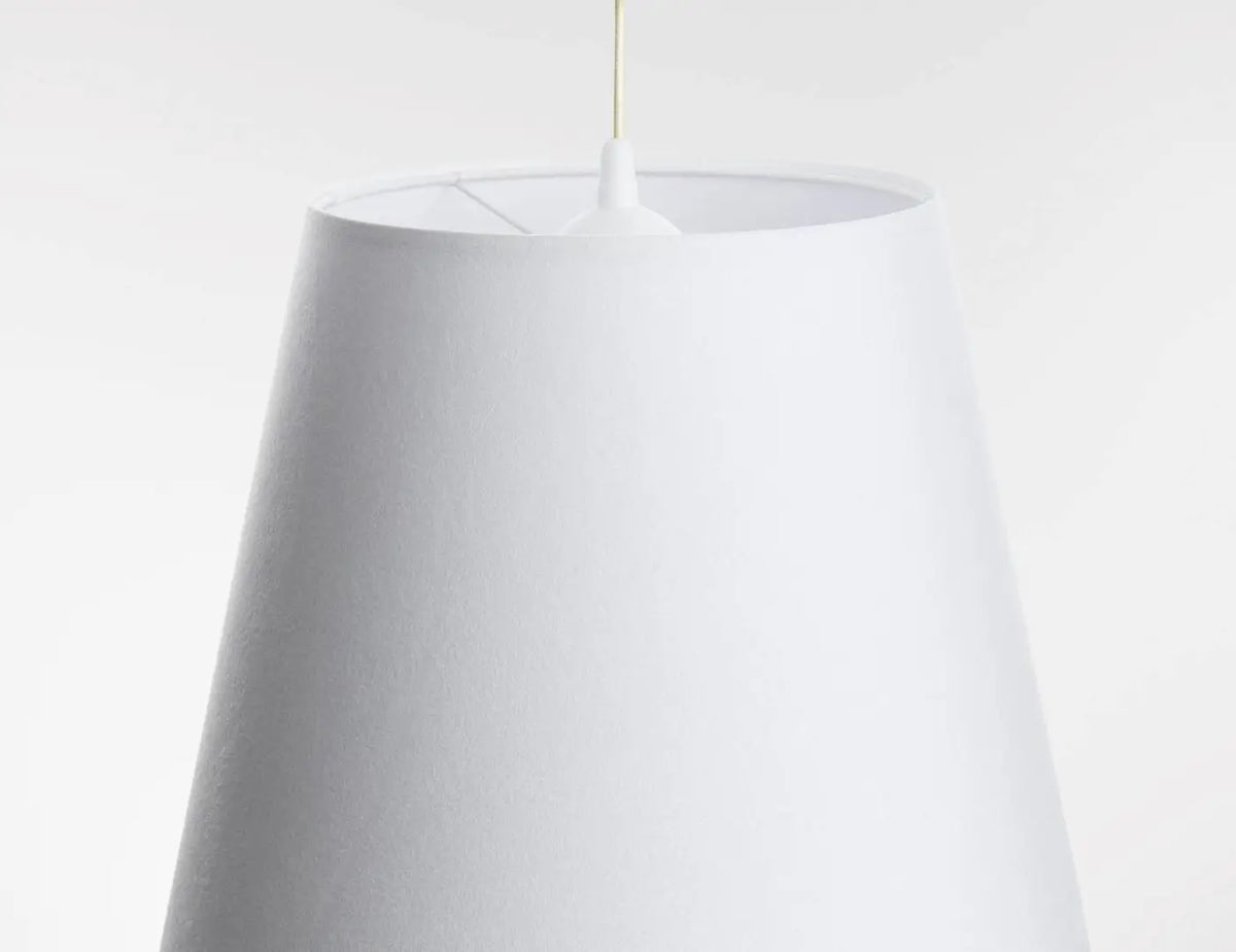 Suspension évasée en tissu blanc et crème, lignes coniques