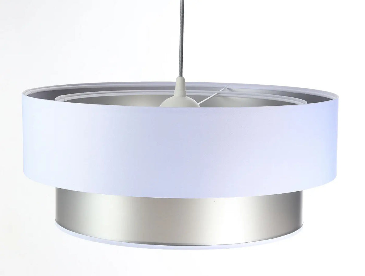 Suspension blanche à intérieur argenté, forme ronde, S, M ou L