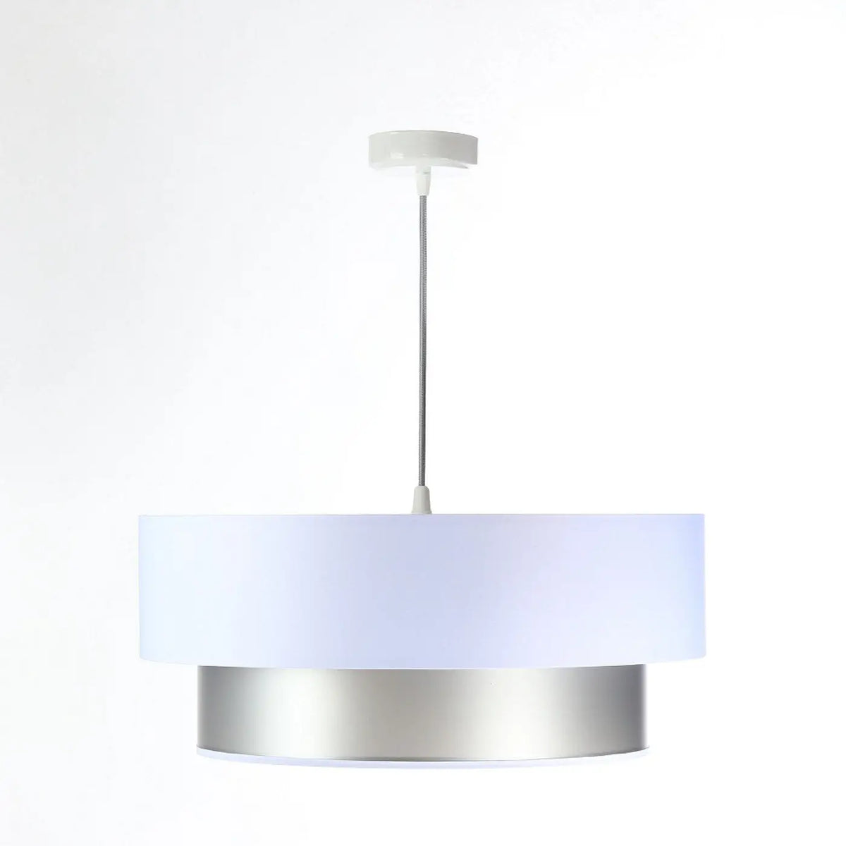 Suspension blanche à intérieur argenté, forme ronde, S, M ou L