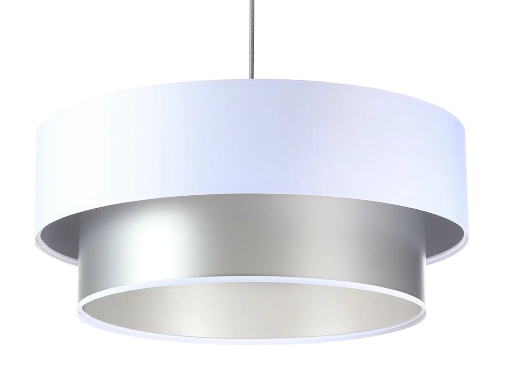 Suspension blanche à intérieur argenté, forme ronde, S, M ou L