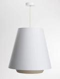Suspension évasée en tissu blanc et crème, lignes coniques