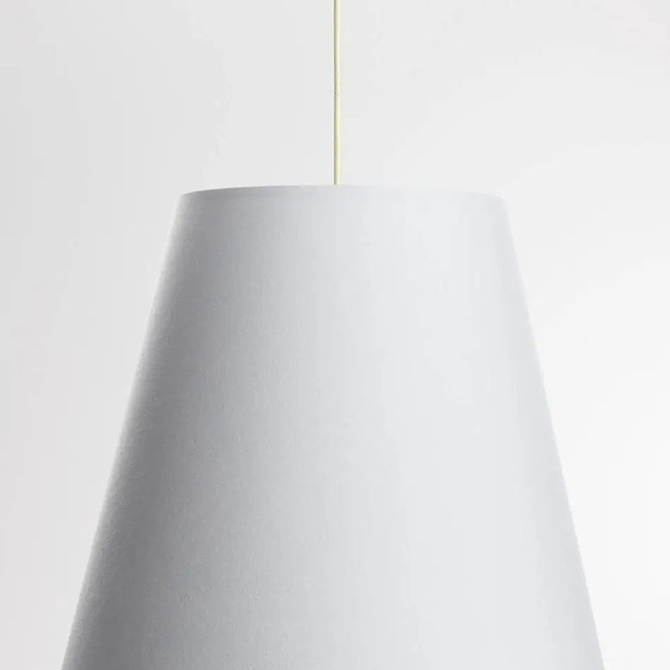 Suspension évasée en tissu blanc et crème, lignes coniques