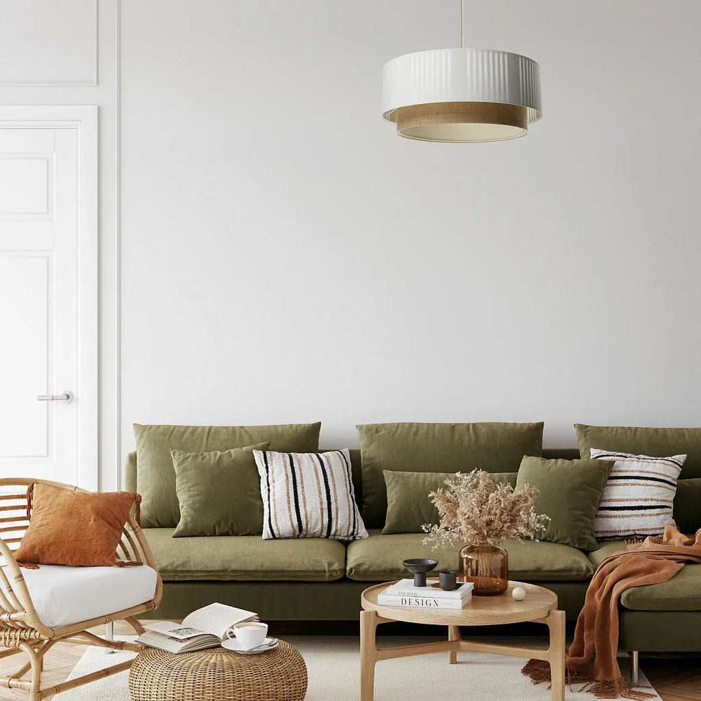Suspension blanche, beige et écru, trois tailles S, M et L