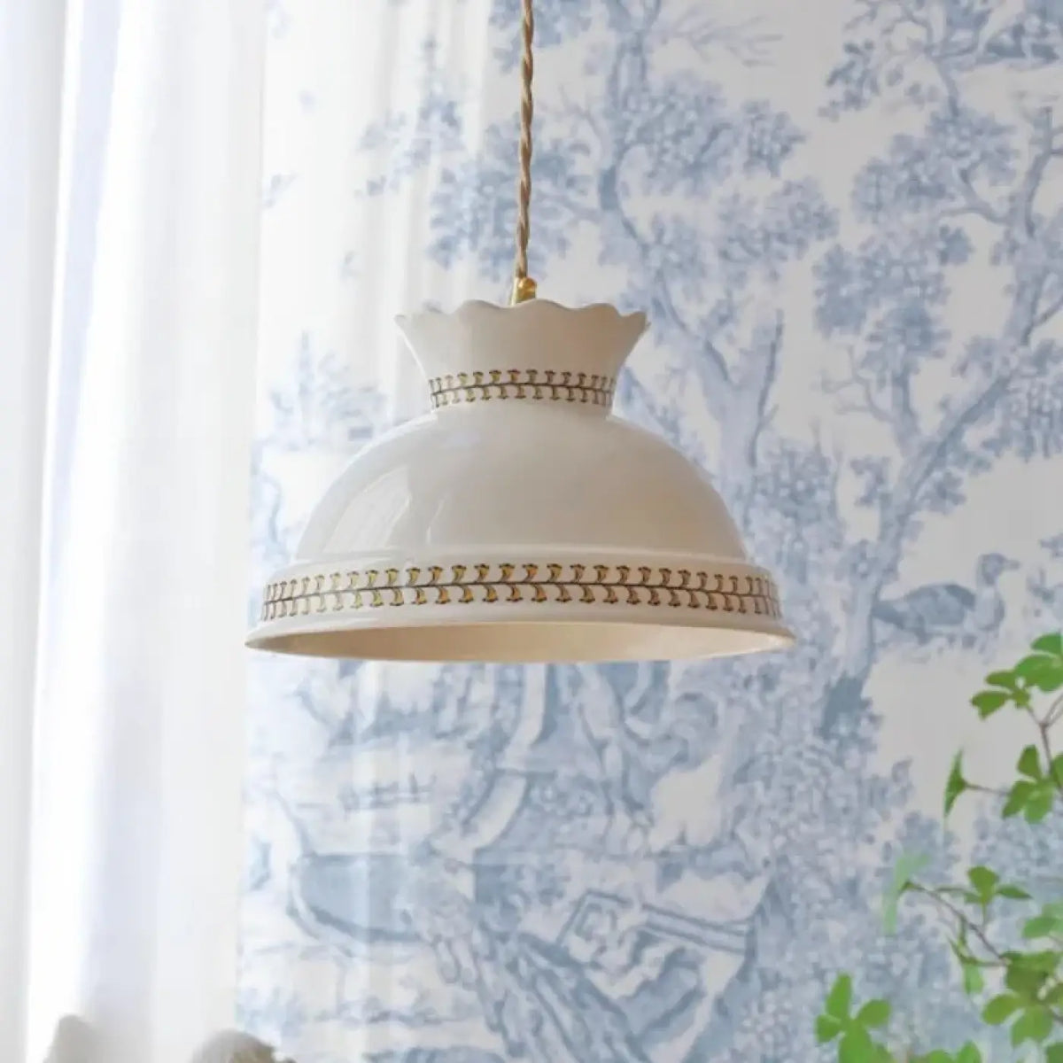 Suspension en céramique blanche, esprit maison de campagne