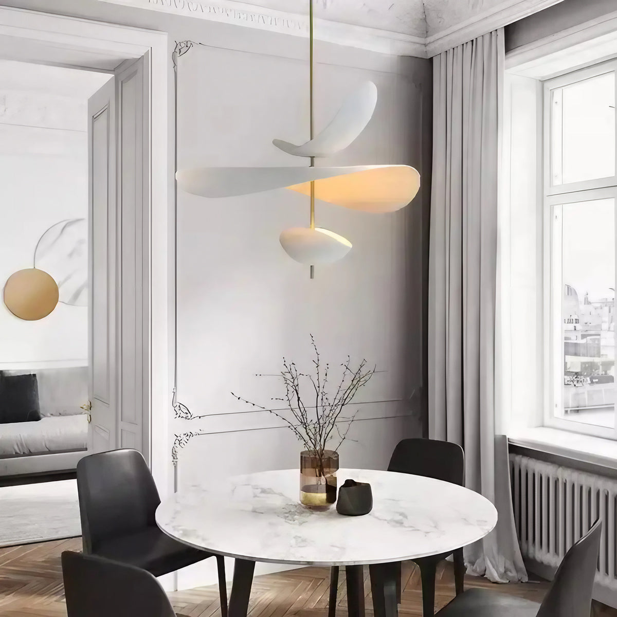 Suspension blanche contemporaine, tailles S ou M