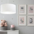Suspension cylindrique en tissu blanc, style minimaliste