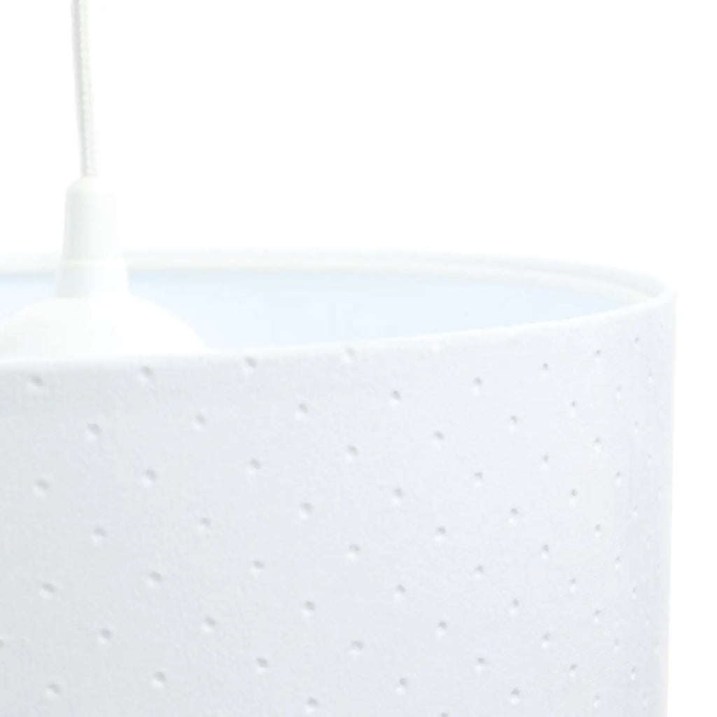 Suspension cylindrique en tissu blanc, style minimaliste