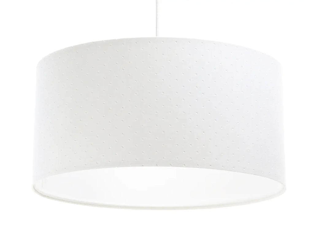 Suspension cylindrique en tissu blanc, style minimaliste